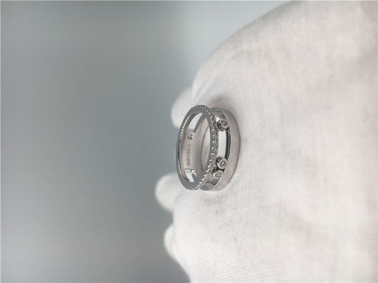 Calidad Joyería real tres Diamond Ring For Wedding de mudanza de París del oro blanco 18K fábrica