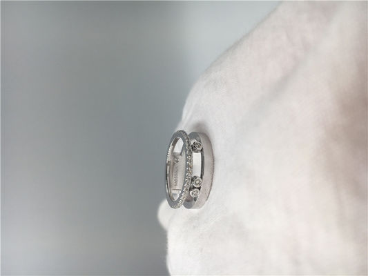 Calidad Joyería real tres Diamond Ring For Wedding de mudanza de París del oro blanco 18K fábrica