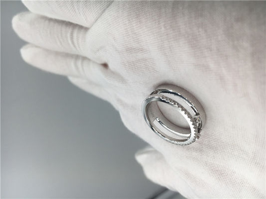 Calidad Joyería real tres Diamond Ring For Wedding de mudanza de París del oro blanco 18K fábrica