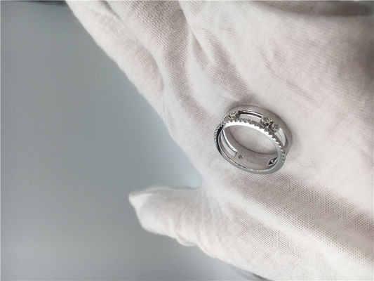 Calidad Joyería real tres Diamond Ring For Wedding de mudanza de París del oro blanco 18K fábrica