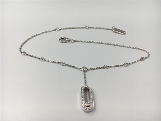 Calidad Diseño simple elegante de las pulseras de tobillo del oro blanco 18K con un diamante móvil fábrica