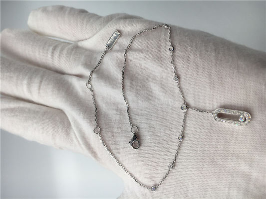 Calidad Diseño simple elegante de las pulseras de tobillo del oro blanco 18K con un diamante móvil fábrica