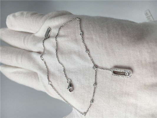 Calidad Diseño simple elegante de las pulseras de tobillo del oro blanco 18K con un diamante móvil fábrica