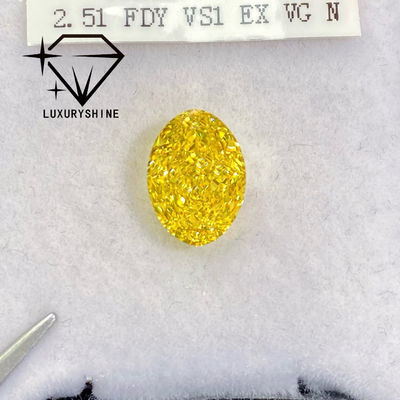 Calidad Diamante cultivado en laboratorio LuxuryShine VVS-VS Fancy Yellow/Light Yellow/Fancy Intense/Vivid Yellow de corte ovalado de 1CT, 2CT, 3CT, 4CT y 5CT, excelente corte, con certificado y joyería personalizada fábrica