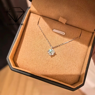 Collar de diamantes redondos cultivados en laboratorio LuxuryShine, claridad VVS2/VS1, color D-F, oro macizo de 18K, joyería personalizada con certificado IGI