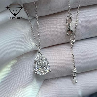 Calidad Collar de diamantes de peras de laboratorio de oro de 18K VVS-VS Claridad fábrica