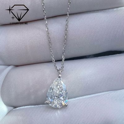 Calidad Collar de diamantes de peras de laboratorio de oro de 18K VVS-VS Claridad fábrica
