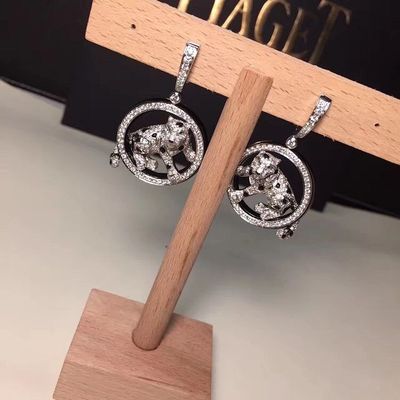Calidad Esmeraldas Jade Onyx del oro blanco de PanthèRe De de la joyería de los pendientes del oro de los diamantes 18K fábrica