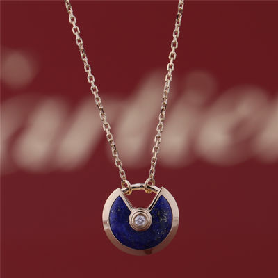 Calidad Diamante de Yellow Gold Amulette De Necklace With Lapis Lazuli del modelo de Xs fábrica
