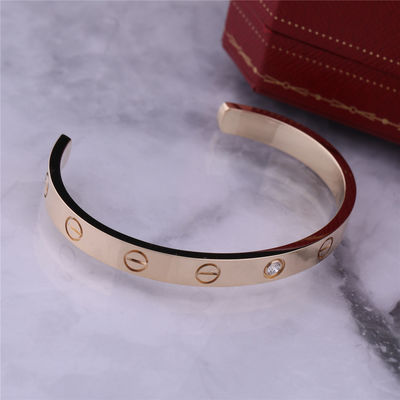 Calidad Oro amarillo abierto del brazalete 18K de la pulsera del amor con 1 diamante fábrica