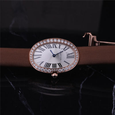 Calidad Reloj de oro de lujo de la marca 18K Rose Gold Women Watch con Diamond Leather Belt fábrica