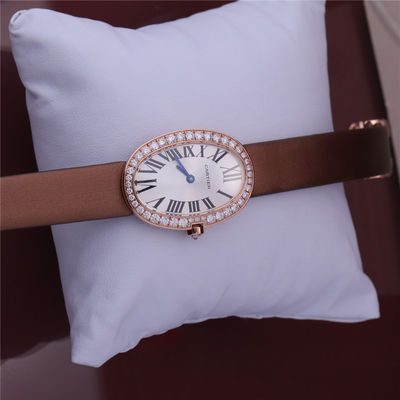 Calidad Reloj de oro de lujo de la marca 18K Rose Gold Women Watch con Diamond Leather Belt fábrica