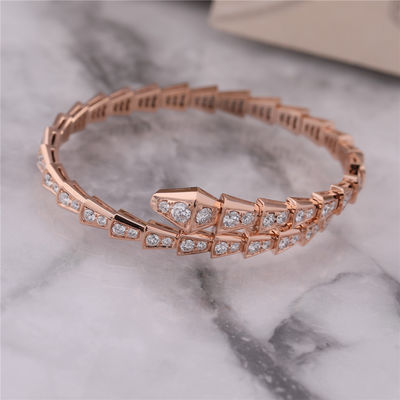 Calidad Brazalete lleno 353792 de la serpiente del diamante del armario de la uno-bobina de lujo de Rose Gold Bracelet Serpenti Viper fábrica