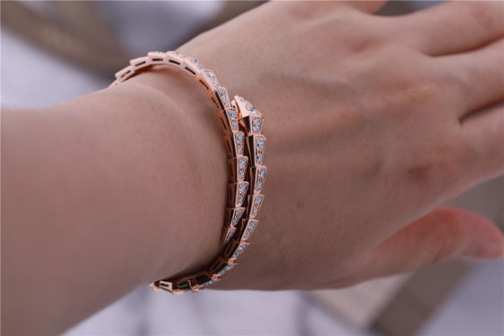 Calidad Brazalete lleno 353792 de la serpiente del diamante del armario de la uno-bobina de lujo de Rose Gold Bracelet Serpenti Viper fábrica