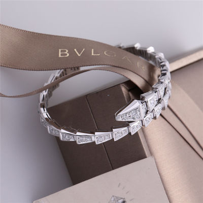 Calidad La pulsera delgada Serpenti de la uno-bobina romántica de la víbora de Italia en sistema del oro blanco 18K con los diamantes llenos del pavé arrastra el brazalete fábrica