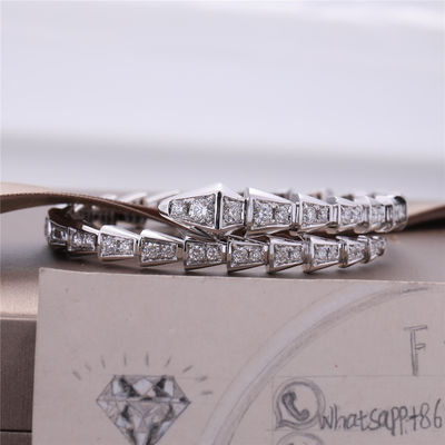 Calidad La pulsera delgada Serpenti de la uno-bobina romántica de la víbora de Italia en sistema del oro blanco 18K con los diamantes llenos del pavé arrastra el brazalete fábrica