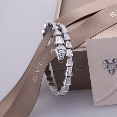 Calidad La pulsera delgada Serpenti de la uno-bobina romántica de la víbora de Italia en sistema del oro blanco 18K con los diamantes llenos del pavé arrastra el brazalete fábrica
