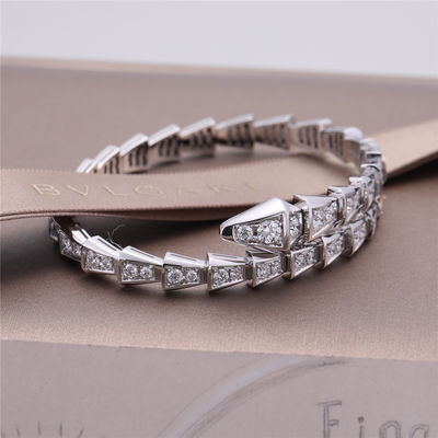 Calidad La pulsera delgada Serpenti de la uno-bobina romántica de la víbora de Italia en sistema del oro blanco 18K con los diamantes llenos del pavé arrastra el brazalete fábrica