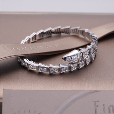 Calidad La pulsera delgada Serpenti de la uno-bobina romántica de la víbora de Italia en sistema del oro blanco 18K con los diamantes llenos del pavé arrastra el brazalete fábrica