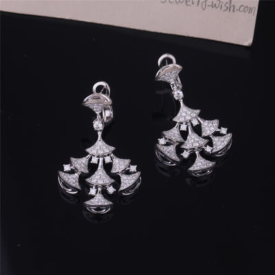 Calidad Los pendientes IDEALES de las DIVAS de Roma High Jewelry en sistema del oro blanco 18K con 7 diamantes principales y diamantes llenos del pavé fábrica