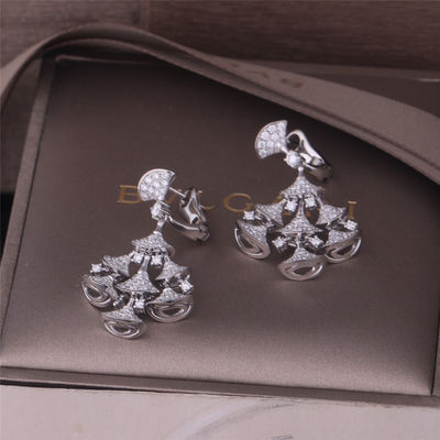 Calidad Los pendientes IDEALES de las DIVAS de Roma High Jewelry en sistema del oro blanco 18K con 7 diamantes principales y diamantes llenos del pavé fábrica