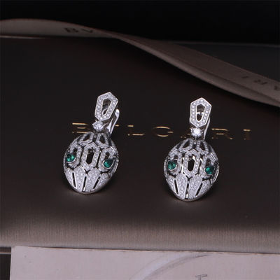 Calidad Los pendientes de lujo de Serpenti de la marca del oro en sistema del oro blanco 18K con Emerald Eyes y con los diamantes del pavé arrastran la cabeza fábrica