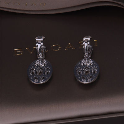 Calidad Los pendientes de lujo de Serpenti de la marca del oro en sistema del oro blanco 18K con Emerald Eyes y con los diamantes del pavé arrastran la cabeza fábrica