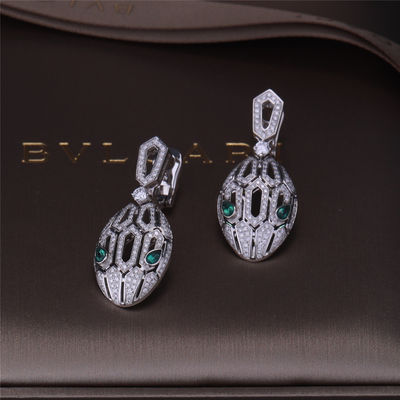 Calidad Los pendientes de lujo de Serpenti de la marca del oro en sistema del oro blanco 18K con Emerald Eyes y con los diamantes del pavé arrastran la cabeza fábrica