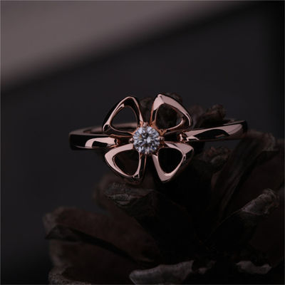 Calidad Sistema de Rose Gold Ring del quilate de Roma Gold Brand Jewelry Fiorever 18 con una referencia central 355305 del diamante fábrica
