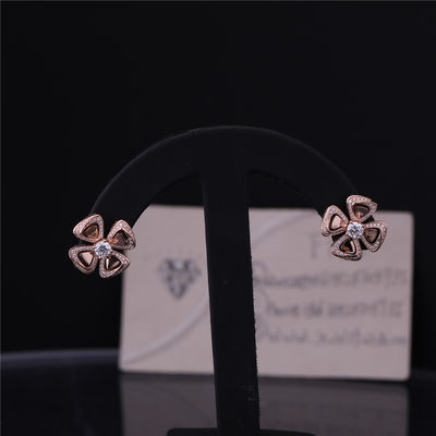 Calidad Altos pendientes de Fiorever de la joyería del oro real en 18 kt Rose Gold Earrings fijada con dos diamantes centrales y diamantes del pavé fábrica