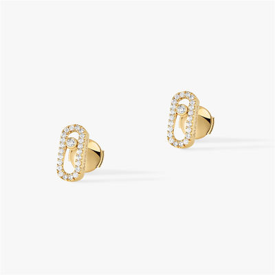 Calidad Joyería de lujo de París para el movimiento Uno Diamond Earrings del oro amarillo de Luxury Jewelry 18K de las mujeres fábrica