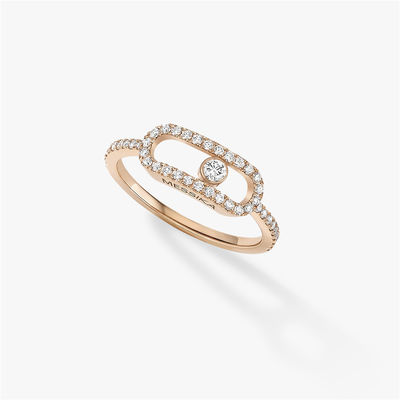 Calidad Boda elegante Diamond Ring Move Uno Pavee Ring del compromiso de Luxury Jewelry en el oro rosado 18K fábrica