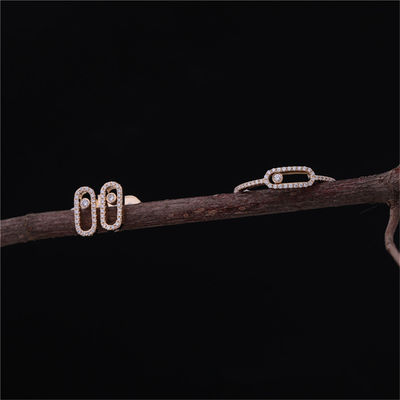 Calidad Boda elegante Diamond Ring Move Uno Pavee Ring del compromiso de Luxury Jewelry en el oro rosado 18K fábrica