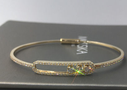 Calidad las pulseras finas del brazalete del oro amarillo de la joyería de 18K París con 3 pedazos mueven diamantes fábrica